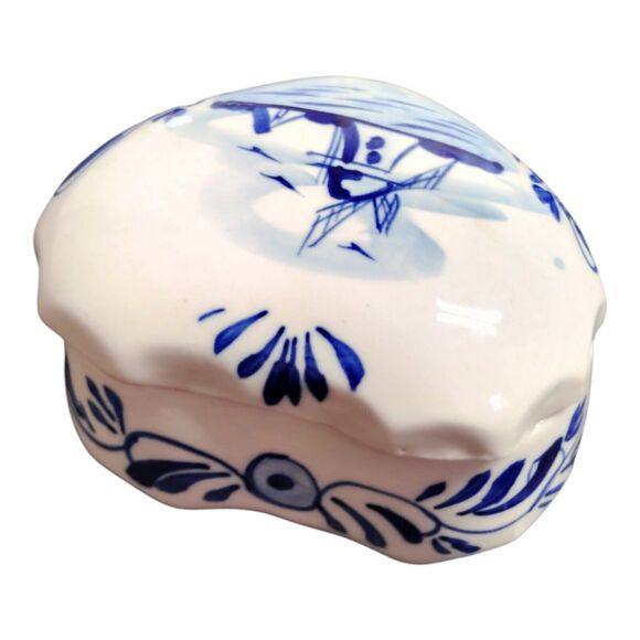 Handpainted Delft Blue D.A.I.C. China Condiment Server with Lid. Floral 3.5" - Picture 4 of 8